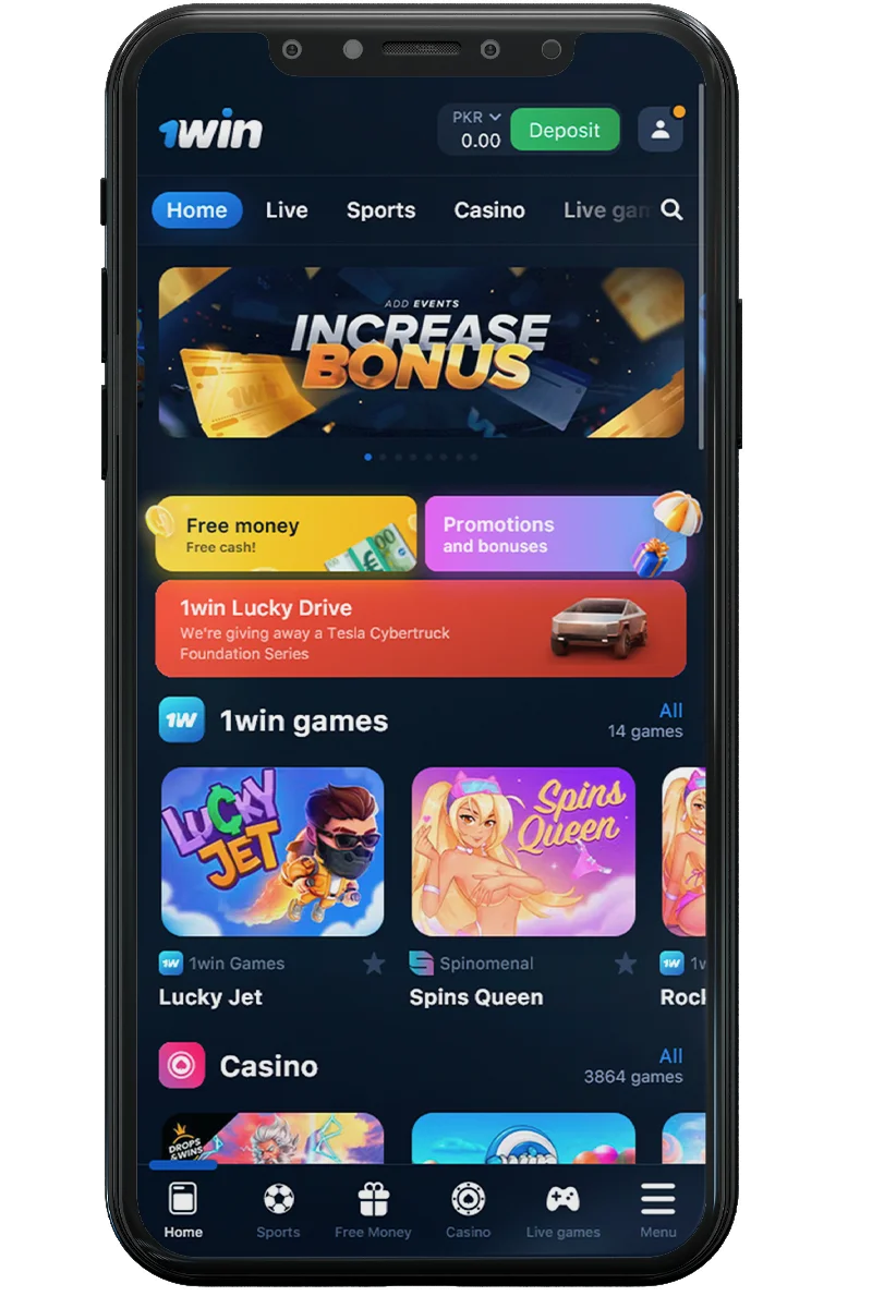 1Win Home Screen